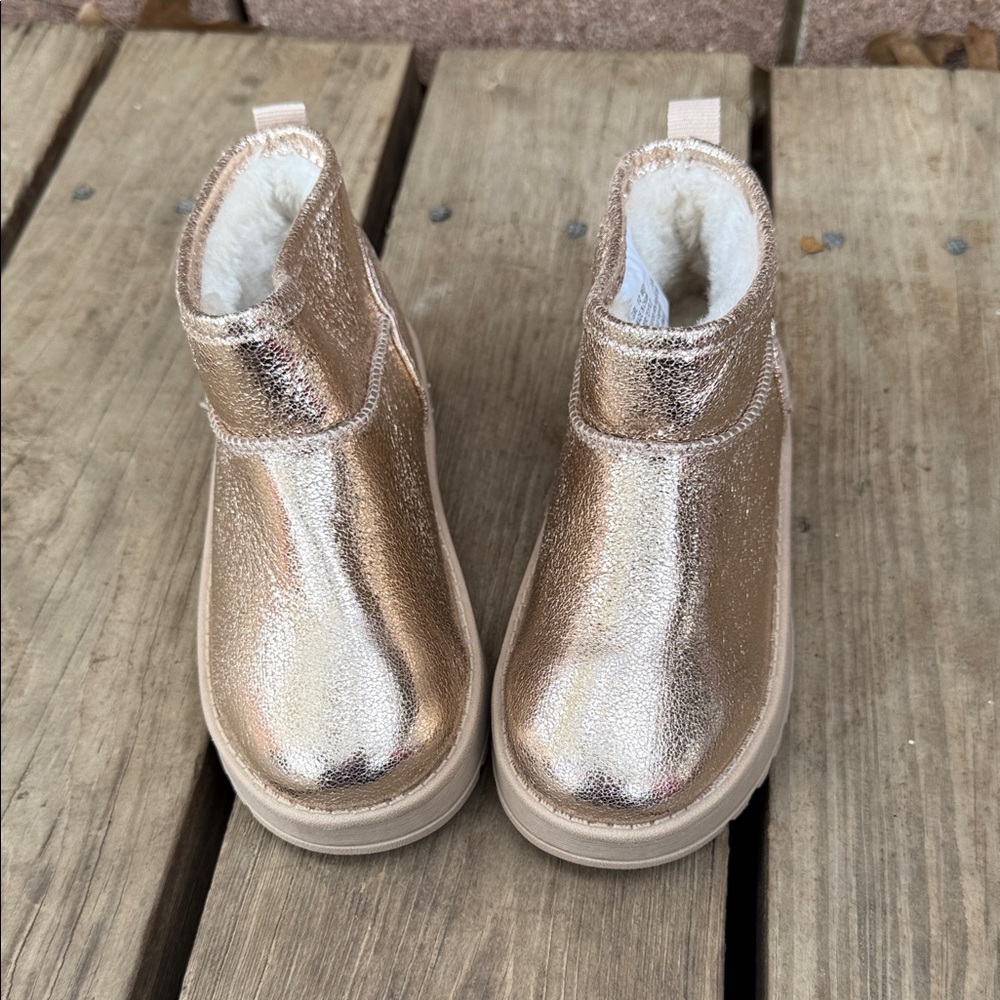 Shimmering Gold Kids Ankle Boots Size 11